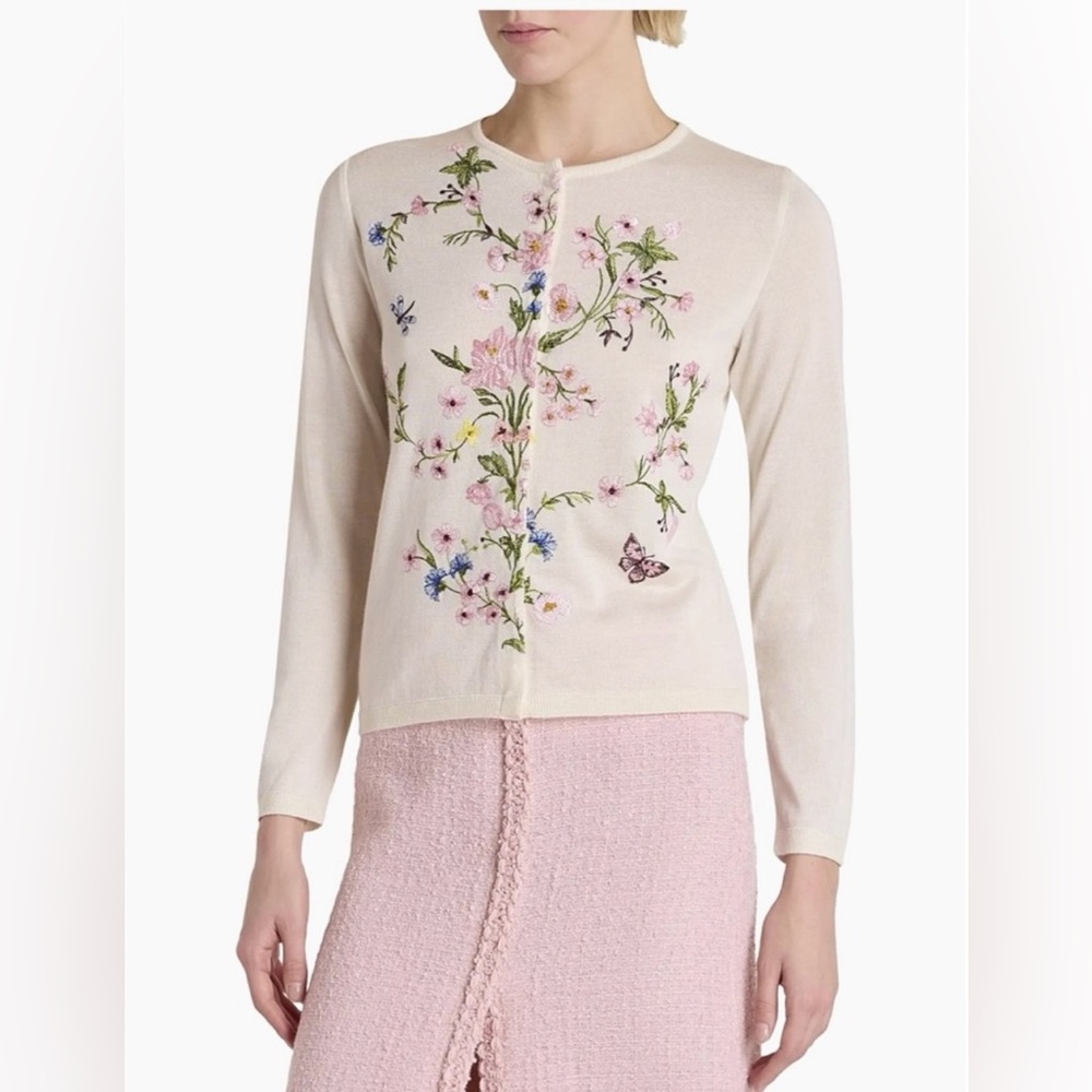 Giambattista Valli Cashmere Floral Knit Cardigan